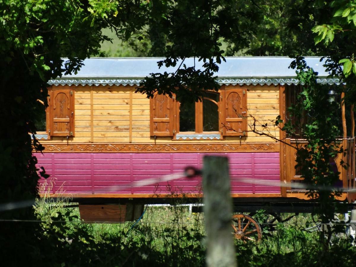 Une Roulotte Et Des Chevaux Treffléan Exteriér fotografie